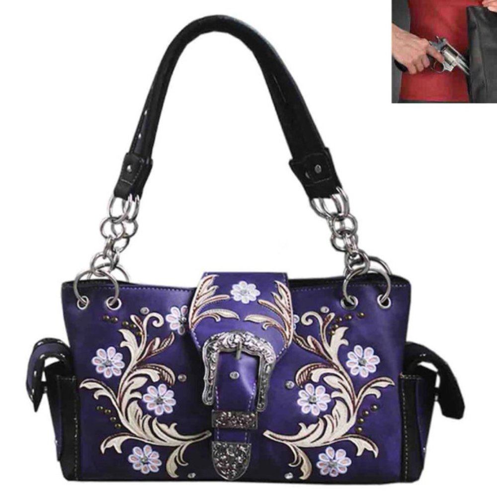 Buckle Studded CCW Shoulder Tote Bag